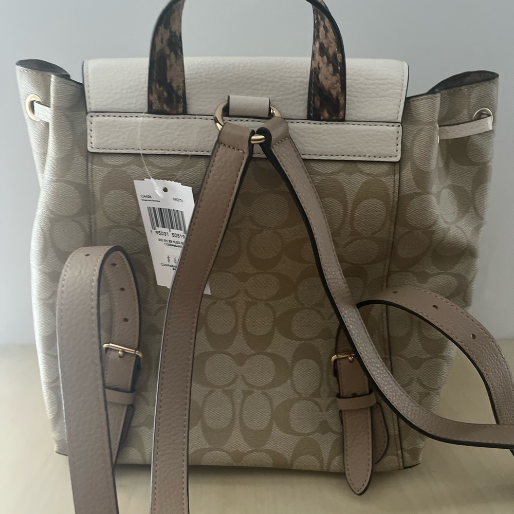 NWT COACH CA426 KLEO BACKPACK IN BLOCKED SIGNATURE CANVAS KHAKI CHALK BAG - Picture 5 of 10